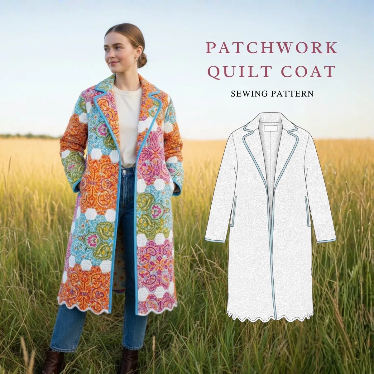 Sunset Patchwork Coat sewing pattern